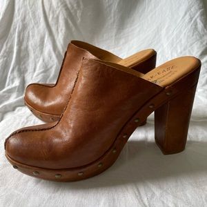 Kork-Ease Canyon Jacqueline Platform Clogs Womens Size 10 EUR 42 Brown Leather